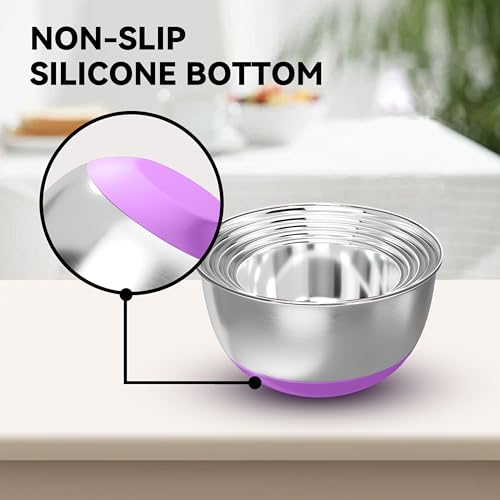 Stainless Steel Mixing Bowls with Lids (Multicolor)