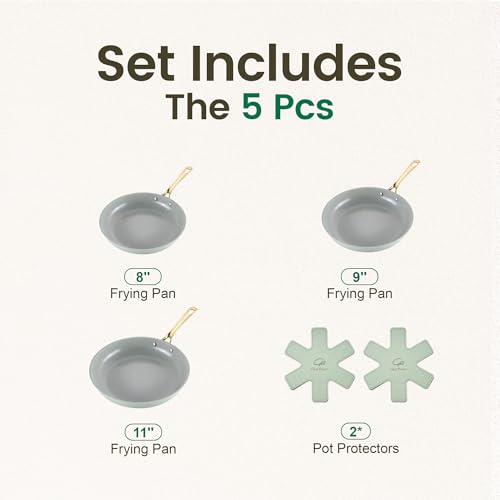 Ceramic Frying Pan 5Pcs (Sage Green)