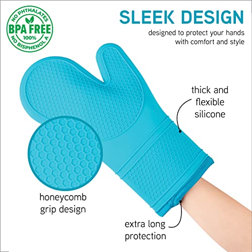 Silicone Oven Mitts (Teal / Mitt Set)
