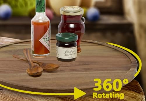 Acacia Wood Lazy Susan Organizer Kitchen Turntable for Cabinet Pantry Table Organization