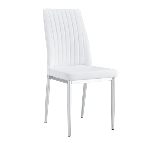 Modern Dining Chairs PU Leather Kitchen Chairs Set with Metal Legs Armless Upholstered Chair for Dinner Room