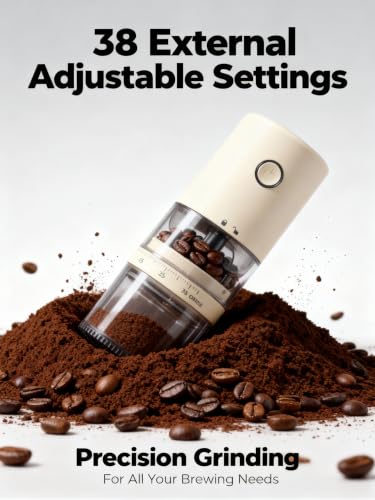 Portable Electric Burr Coffee Grinder (Light Beige)