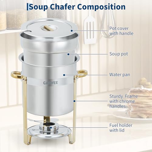 11QT Round Soup Chafer Sets of 2 (11QT-2 Pcs / Gold)