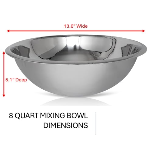 8 Quart Large Stainless Steel Mixing Bowls Set