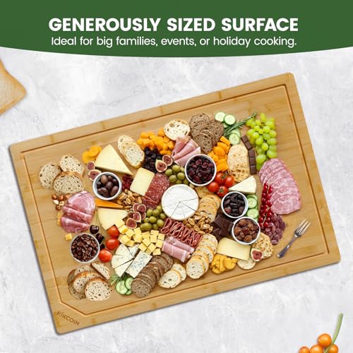 30”×20” Bamboo Cutting Boards for Kitchen (Natural / 30"L x 20"W)