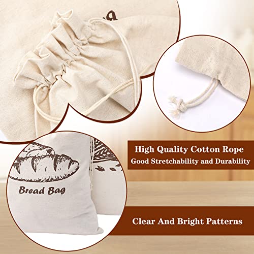 4 Pcs Linen Bread Bags for Homemade Bread Container Unbleached & Reusable Bread Storage