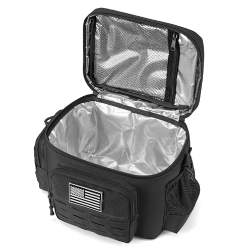 Tactical Lunch Bag for mens Military heavy duty lunch box work Leakproof insulated Durable Thermal Cooler Bag for Adult Meal for Office Camping Picnic Pail MOLLE Webbing