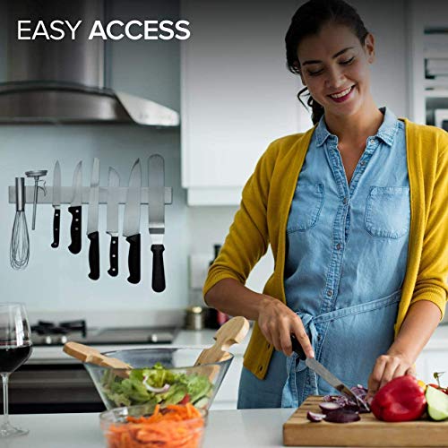 16 Inch Stainless Steel Magnetic Knife Bar (16" 12 Count / Metal)