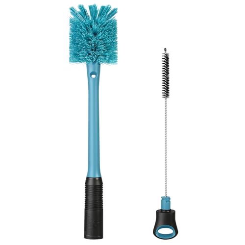 2-in-1 Water Bottle Brush and Straw Cleaner Brush, Long Handle Water Bottle Scrubbing Brush for Water Bottles, Glasswares, Mugs, Flasks, Tumblers and Kitchen Sink