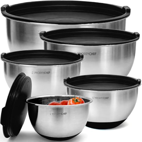 Premium Mixing Bowls With Lids Set (Black)