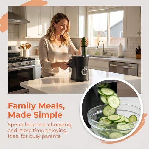 7 In 1 Vegetable Chopper Electric Veggie Onion French Fry Cutter Garlic Mincer Potato Slicer Food Vegetable Dicer Cheese Grater Carrot Shredder Kitchen Gadgets Essentials House Warming Gifts New Home (Black)