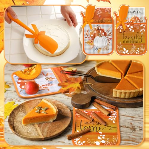 18 Pcs Fall Pot Holders Baking Set with Silicone Spatula (Fall)