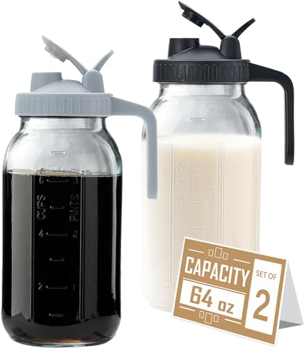 2 pack Glass Pitcher Jar with Lid