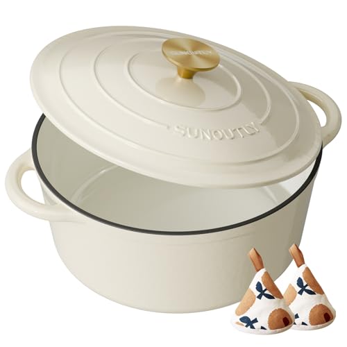 Enameled Cast Iron Dutch Oven (Cooking Pot / Cream white / 7.5QT)