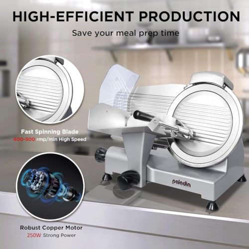 10" Commercial Meat Slicer 250W Electric Deli Food Slicer (10" Bright Silver)