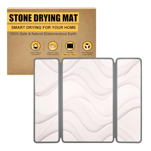 Stone Dish Drying Mat with Silicone Sleeve (Multicolor / Sand Dune Pattern / 19.7" x 15.7")