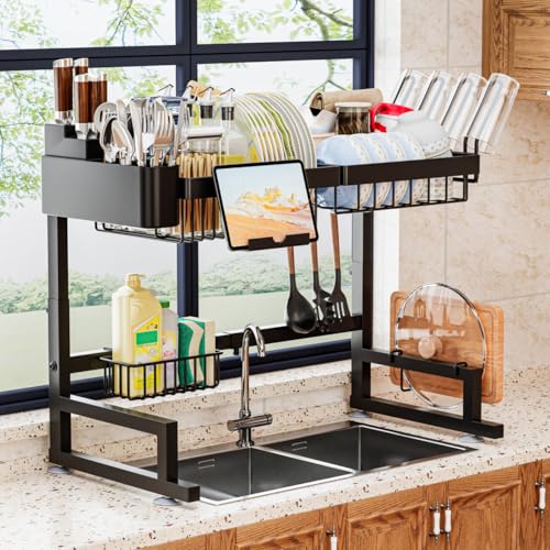 Over Sink Dish Drying Rack (24" - 35.5"(L) x 12"(W) x 19" - 22"(H))