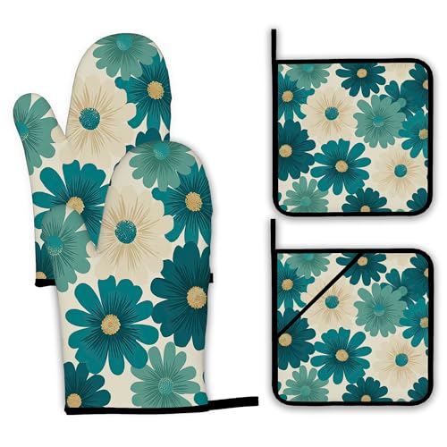 Abstract Daisy Flower Oven Mitts and Pot Holders
