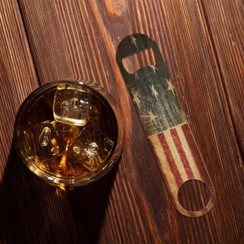 American Flag Stainless Steel Bottle Opener Vintage Abstract USA Flag Patriotic July 4th Independance Day Flat Beer Bottle Opener Keychain for Home Kitchen Bar Restaurant Party Birthday Gift