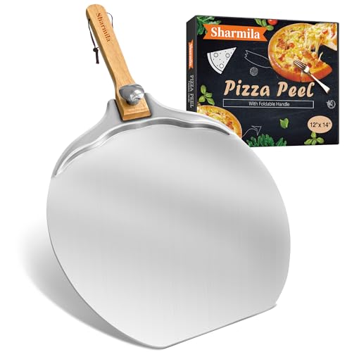Pizza Peel 12 Inch Aluminum Paddle with Foldable Wooden Handle Home Oven