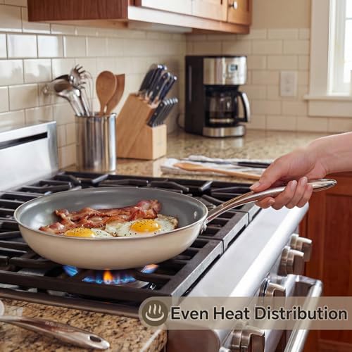 Ceramic Nonstick Frying Pan Set (8+9.5+11in / Ash Grey)