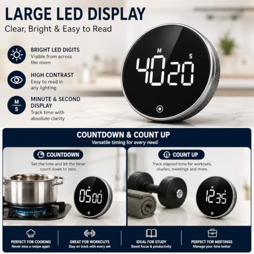 Magnetic Digital Timers (Silver)