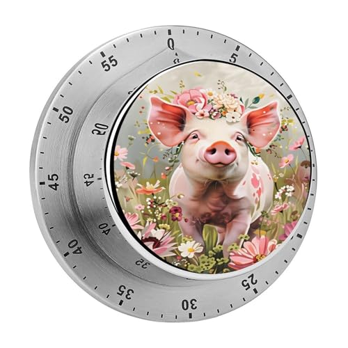 Pig Floral Kitchen Timer Mechanical No (Style / One Size)