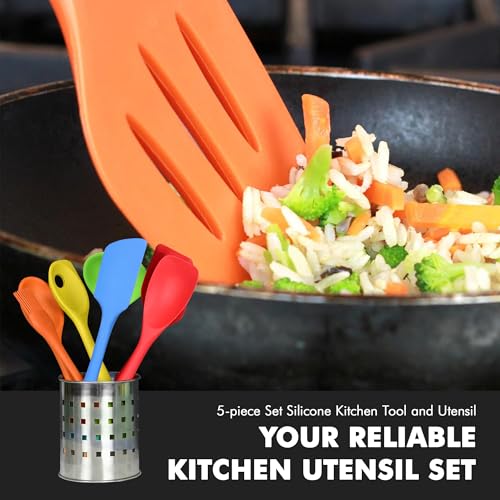 5 Piece Multicolored Premium Silicone Kitchen Tool Set (5 Piece Set / Assorted)