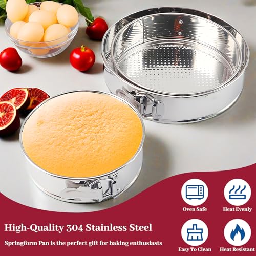 Springform Pan 304 Stainless Steel Nonstick Springform Cake Pan with Removable Bottom
