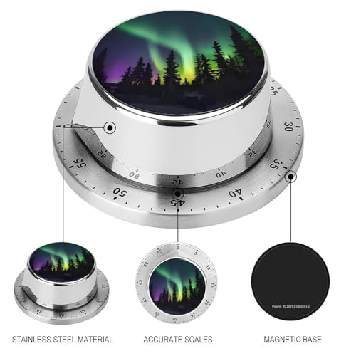 Dark Northern Lights Print Kitchen Timers for Cooking Magnetic Timer