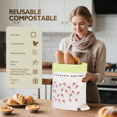 2026 New Upgrade Wide Zipper Access Beeswax Bread Bags for Homemade Bread
