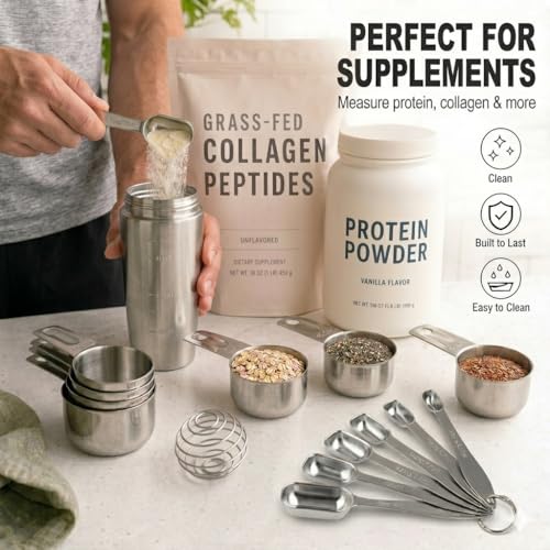 Stainless Steel Measuring Cups and Spoons Set