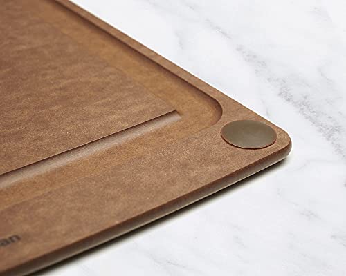 All-In-One Cutting Board with Non-Slip Feet and Juice Groove - Non-toxic, Dishwasher Safe, Made in the USA, 11.5" x 9", Nutmeg (11.5"L x 9"W / Nutmeg/Brown)