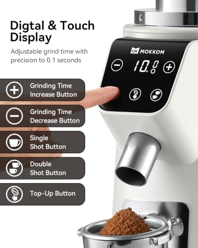 64mm Flat Burr Coffee Grinder (Stainless Steel Flat Burrs-White)