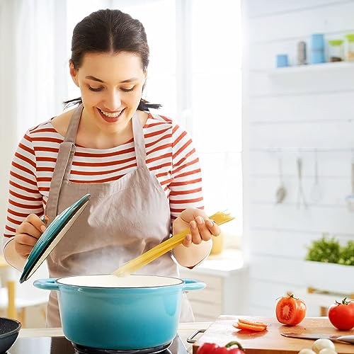 Cast Iron Dutch Oven 4.5 Quart Enameled Cast Iron Dutch Oven Pot with lid Heavy Duty Dutch Oven Dual Handles Porcelain Enameled Cast Iron Pot for Baking Braiser Cooking Family or Friends Gifts (Teal / 4.5QT)