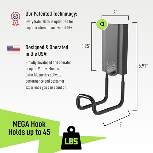 MEGA Hooks 45 lb Heavy Duty Magnetic Hooks for Steel Surfaces