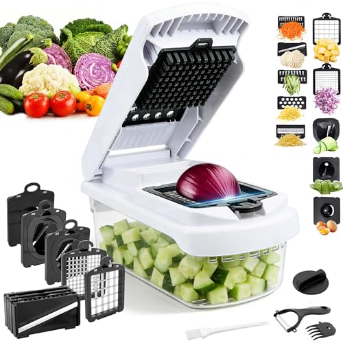 Vegetable Chopper Mandoline Slicer (White + Black)