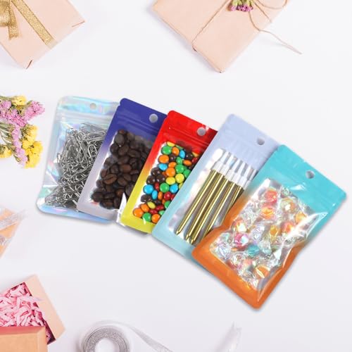 200 Pack Resealable Bags Food Storage Bags with Front Window Foil Packaging Pouch for Sample Jewelry Small Business