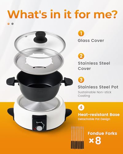 Electric Fondue Pot Set for Cheese & Chocolate