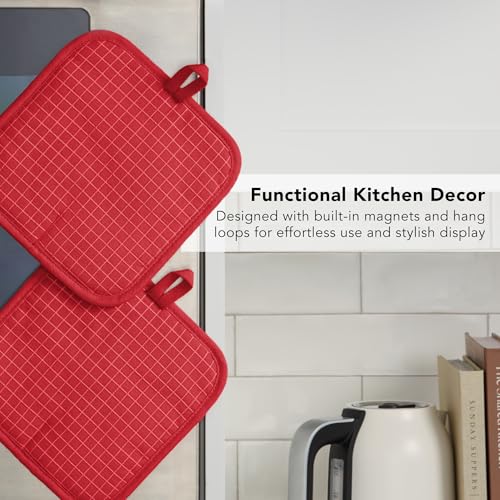 Gourmet Series Gridlines Pot Holders 2 (Passion Red)