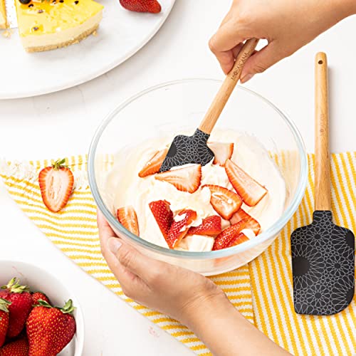 Silicone Spatula set of 2 with wooden handle and stunning pattern