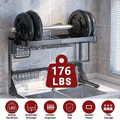 Over Sink Dish Drying Rack (Black / 2 Tier)