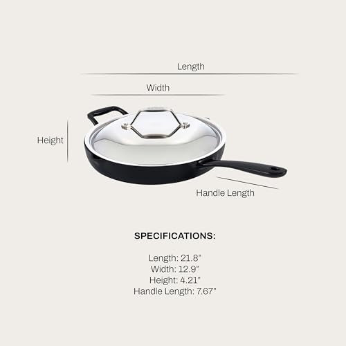 Enameled Cast Iron 12" Skillet with Stainless Steel Lid (12" Skillet with Lid / Skillet W/ Lid)