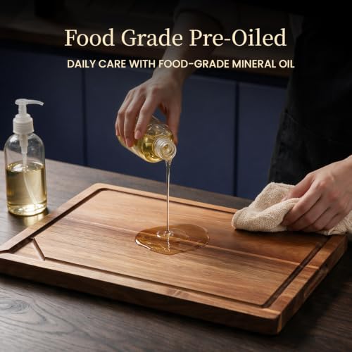 Food Safe Acacia Wood Cutting Board Set (3-Piece Set)