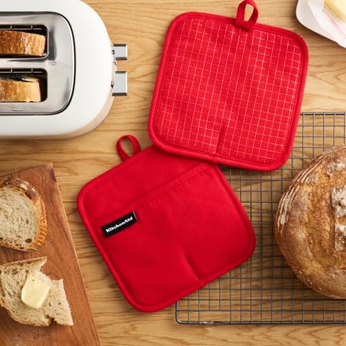 Gourmet Series Gridlines Pot Holders 2 (Passion Red)