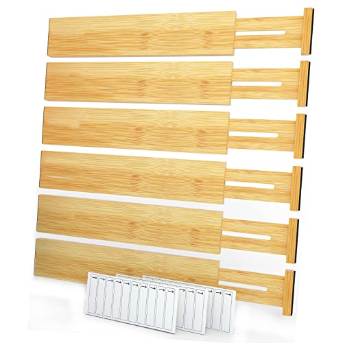 Bamboo Drawer Dividers with Inserts and Labels