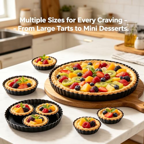 7PCS 4 Inch Mini Tart Pans With Removable Bottom Non