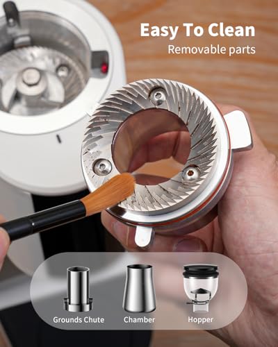 64mm Flat Burr Coffee Grinder (White)