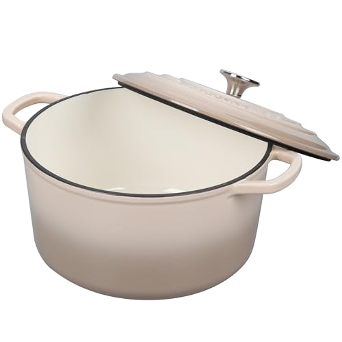 Enameled Cast Iron Dutch Oven Pot with Lid (6 QT / Latte)