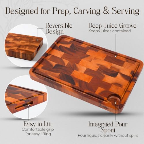 End Grain Wood Cutting Board (18"L x 12.5"W)